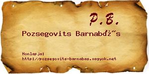Pozsegovits Barnabás névjegykártya
